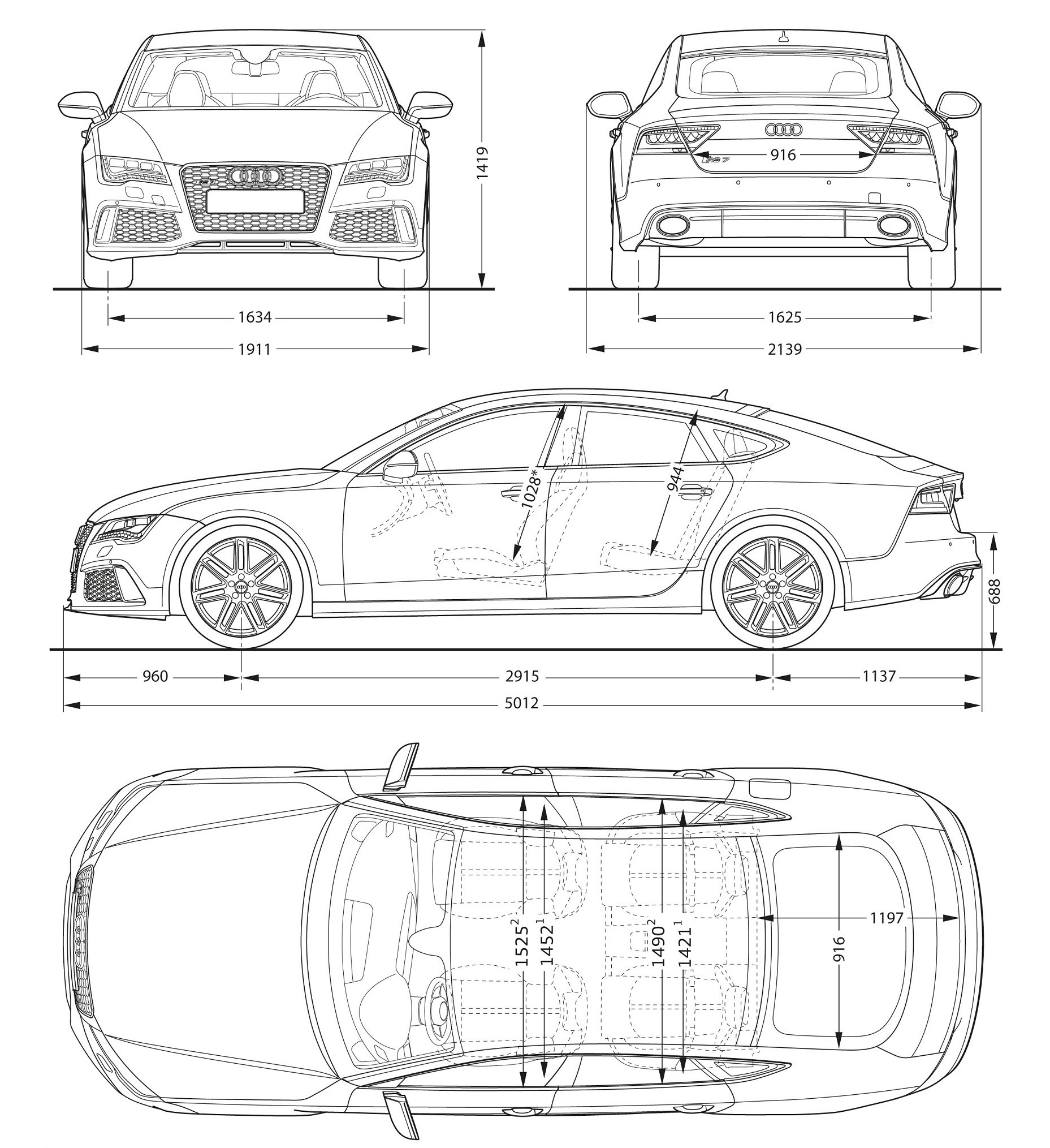 Audi RS7 размеры