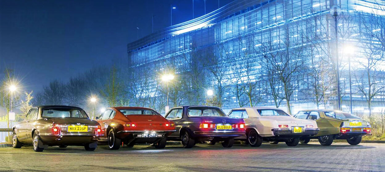 Aston Martin DBS vs. Citroen SM, Buick Riviera, Jaguar XJ12C and Mercedes-Benz 280CE C123