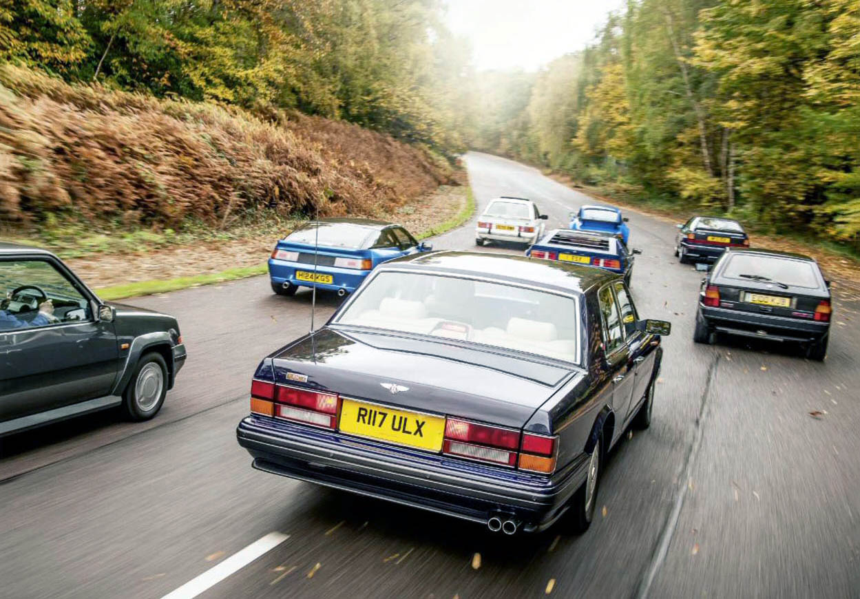 Giant road test Bentley Turbo R, Renault 5 GT Turbo, Lancia Delta HF Integrale, Lotus Turbo Esprit, Alpine-Renault GTA Turbo, Audi Quattro and Porsche 911 Turbo 930 vs. Ford Escort RS Turbo