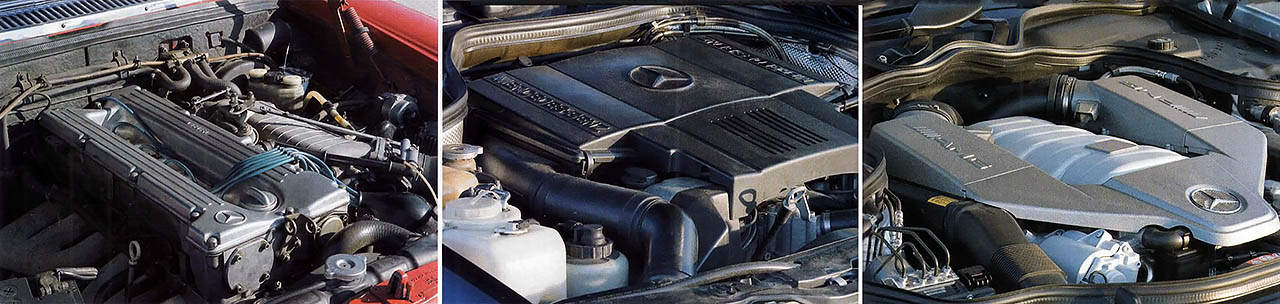 The 6.3-liter AMG is also concealed under plastic covers.