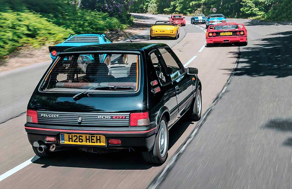 Ford Capri 3.0, Porsche 911 Turbo 930, AC Cobra, TVR Griffith, Peugeot 205 GTI 1.9, Ferrari F40 and Lancia Stratos