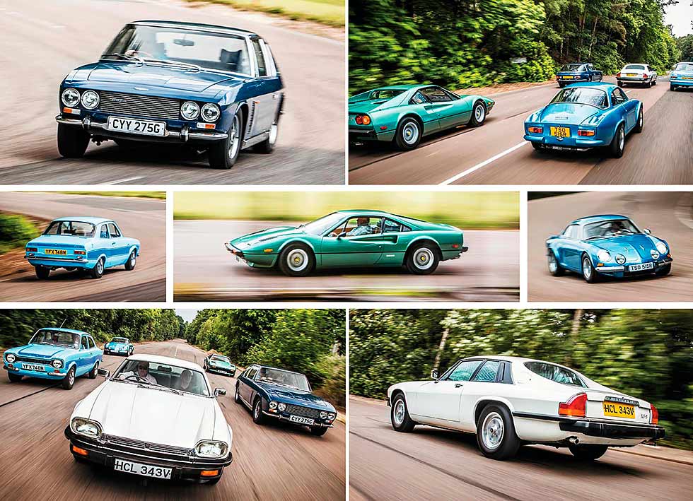 Ford Escort RS2000 MkI vs. Renault Alpine A110 and Ferrari 308 vs. Jensen Interceptor, Jaguar XJ-S plus 25 other sizzlers