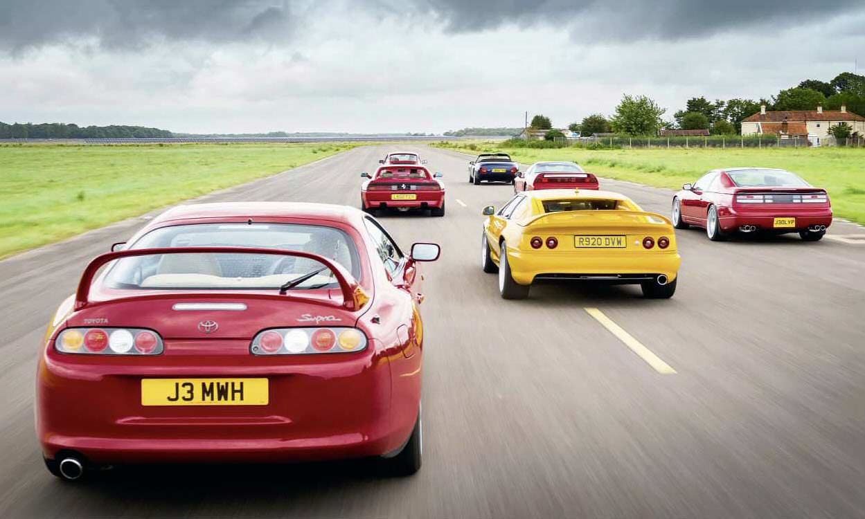  Ferrari 348ts vs. Honda NSX, Lotus Esprit GT3, Nissan 300ZX, Porsche 911 Carrera 2 964, Toyota Supra and TVR Griffith 4.0