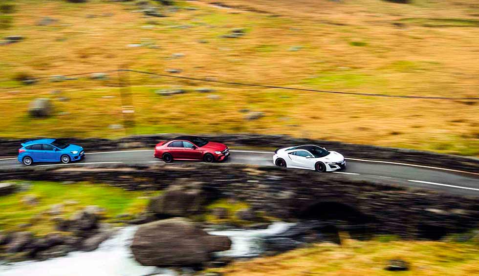 Mercedes-AMG E63 S W213 vs. Lamborghini Aventador S, Ford Focus RS MkIII C346-Type, Audi RS4 B9 Type 8W, Audi S1 Type 8X, Honda NSX MkII