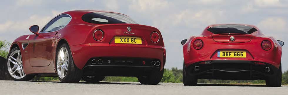 2014 Alfa Romeo 4C Type 960 vs. 2007 Alfa Romeo 8C Competizione - comparison road test