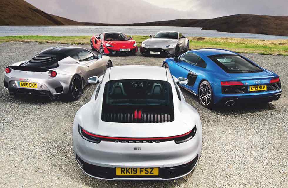 new Carrera 2S, with Audi’s new R8, Aston’s Vantage, McLaren’s 570GT and Lotus’s Evora GT410 in tow.
