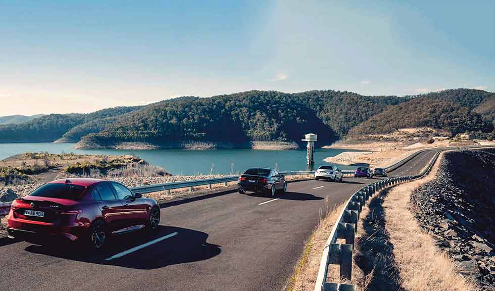 2019 Mercedes-AMG C63 S W205 vs. 2018 Audi RS5 Sportback F5, 2018 Alfa Romeo Giulia Quadrifoglio 952, 2019 BMW M3 Pure F80 and 2018 Alpina B3 S F30 - comparison road test