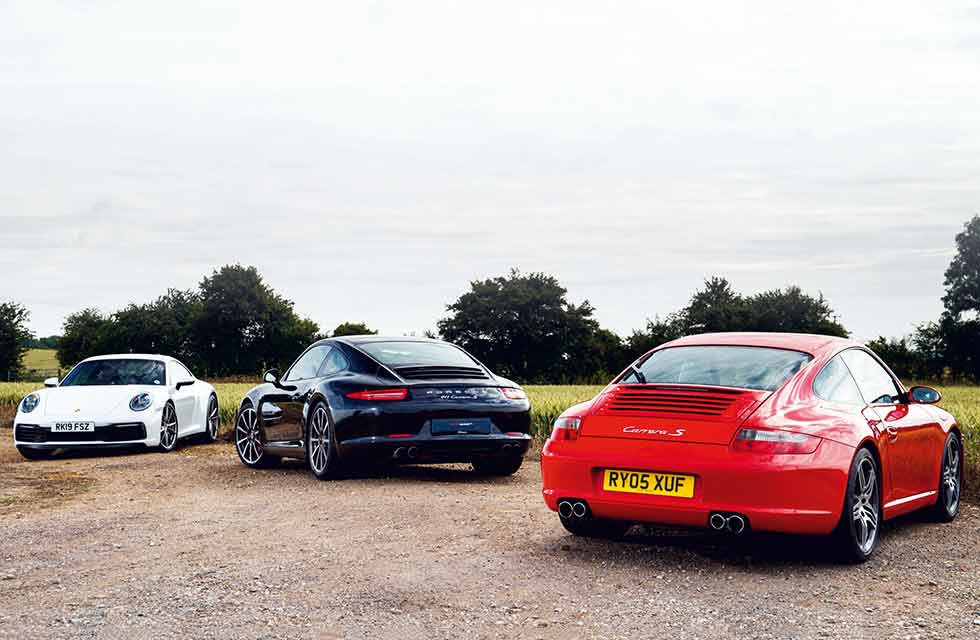 2020 Porsche 911 Carrera S 992 vs. 2011 Porsche 911 Carrera S 991 and 2004 Porsche 911 Carrera S 997 - comparison road test